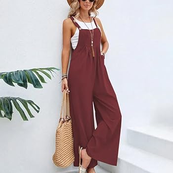 Amazon.com: TaoZiPeach Cotton Linen Jumpsuit Women Casual
